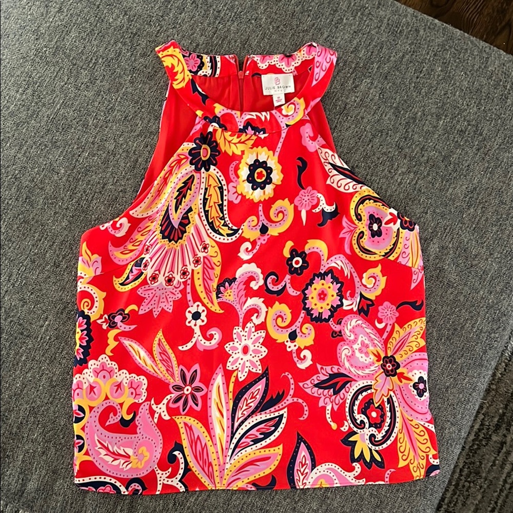 Julie Brown Vibrant Paisley Halter Top Sz 10